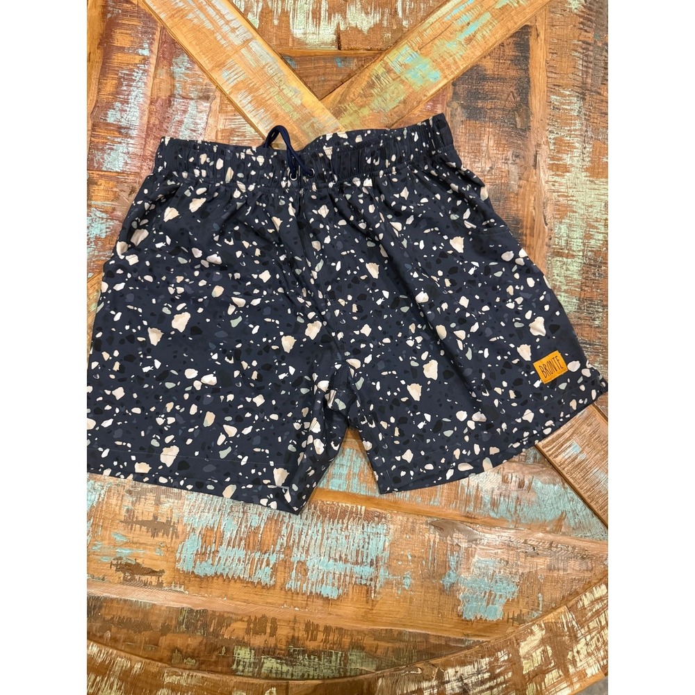 Mens Bronte Black Tan Speckled Athletic Short Unlined Size XL